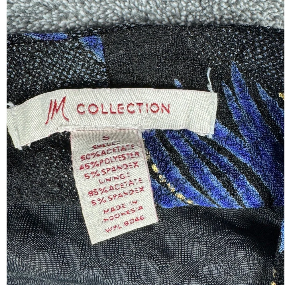 JM Collection Women Peacock Feather Print Open Front Cardigan Jacket Black Small